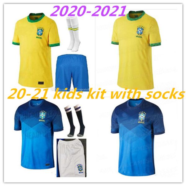 

thailand neres soccer jersey camiseta de futebol copa america 2020 2021 g.jesus brasil brazil coutinho 20 21 football shirt kids kit set, Black