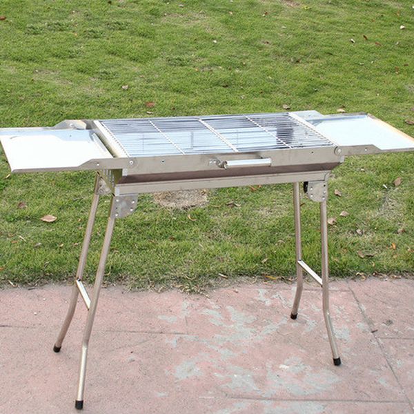 

outdoor household portable folding charcoal grill stand large stainless steel grill stand lm01111721