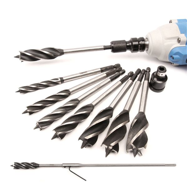 

1/4" hex shank 10-25mm four slot twist drill bit set 4 edges carpenter tool high carbon steel drill bit for woodworking drilling