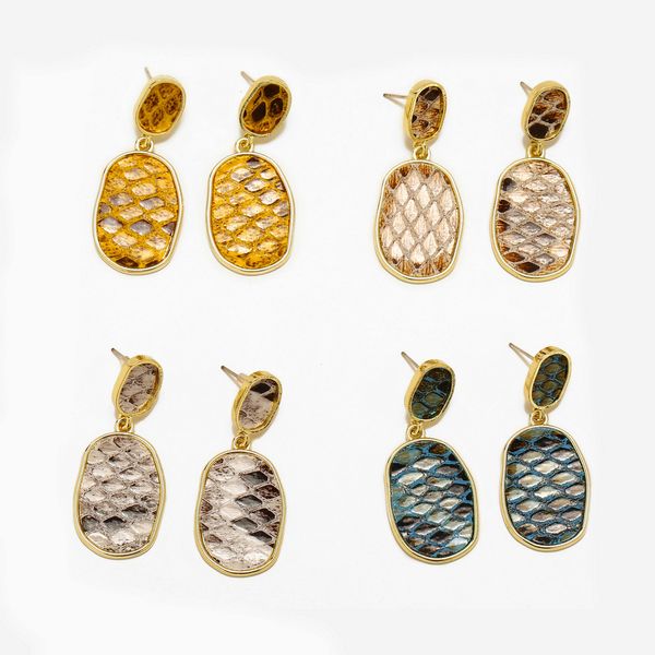 

originality phosphorus serpentine of windfish split joint earrings grid eardrop, Golden