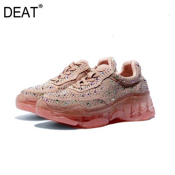 

deat] 2019 round toe bandage crystal pu leather casual single high heels shoes women new spring autumn fashion tide 10e742, Black