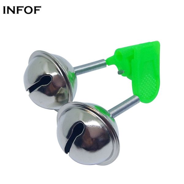 

fishing rod alarm dual alert bells green silver tone