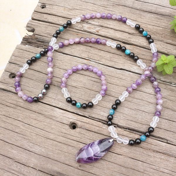 

8mm natural stone beads, amethyst, black onyx, apatite,japamala sets, spiritual jewelry,meditation,inspirational, 108 mala beads, Silver