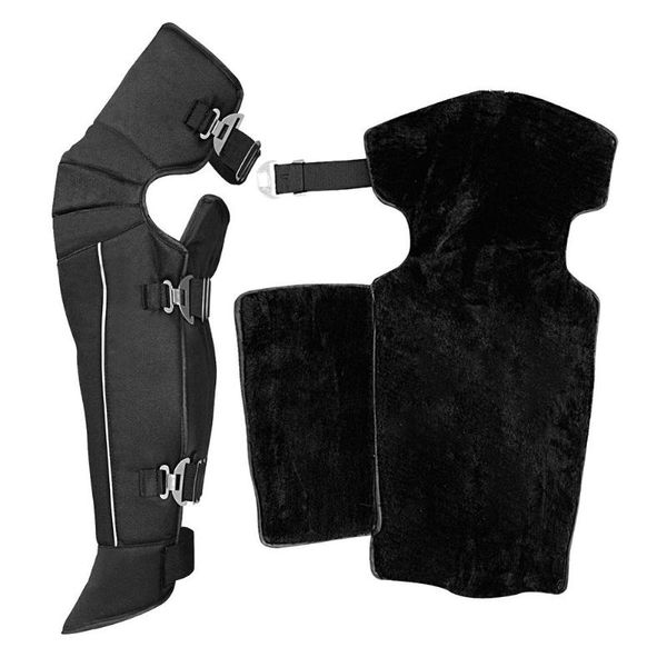 

motorcycle knee protector winter cold resistant warm knee pads pu leather plus cashmere thick guard with reflective strip
