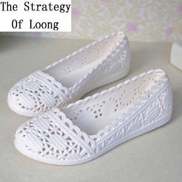 

women cut out flat big size casual slip on beach sandals lady breathable cutout closed toe plus size summer jelly shoes 20180527 y200405, Black