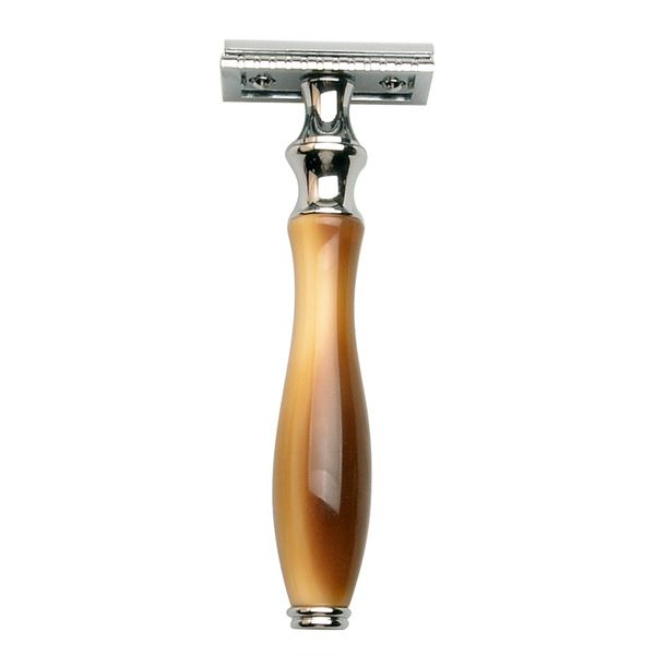 

high-grade brown long handled safety manual razor double edge classic men's shaver manual beard hair care