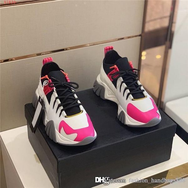 

multicolor splicing casual thick soled daddy sneakers for men and women low round head running sneakers with box, Black