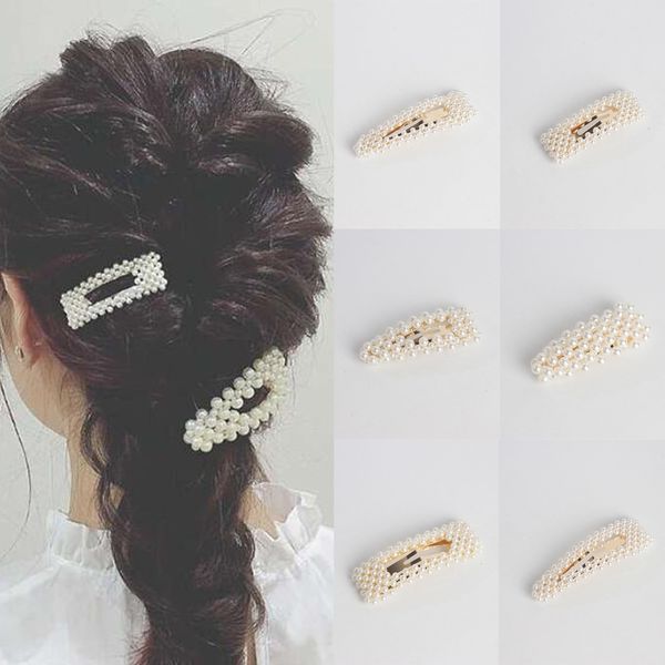 2019 Women Stylish Metal Full Pearl Hairpins Lady Simple Hair