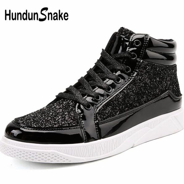 

hundunsnake patent leather sporty man sneakers mens running shoes sports shoes men sport glitter sepatu pria black a-069