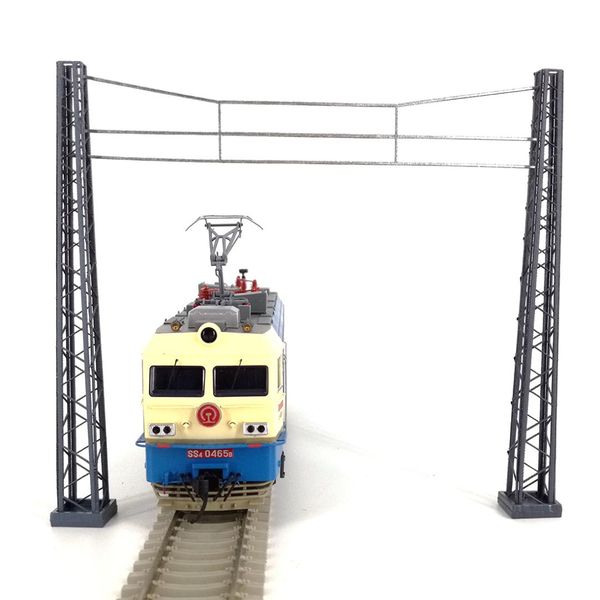 

6pcs 1:87 ho scale train railway scene decoration assembly brackets model for sand table+6pcs crossing net wire model kit