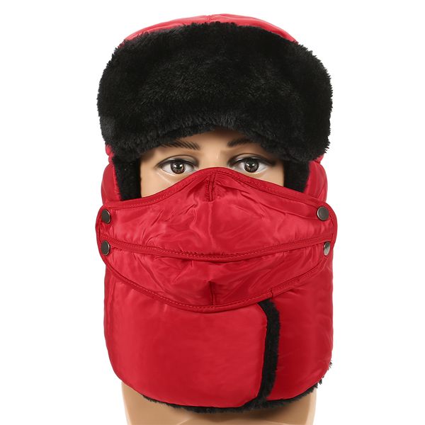 

outdoor skiing traveling riding mask hunting hat winter hunting cap trooper hat thickened trapper ear flap, Black