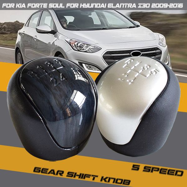 

car styling abs leather car 5 speed mt gear shift knob lever shifter for kia forte soul for elantra i30 2009-2016