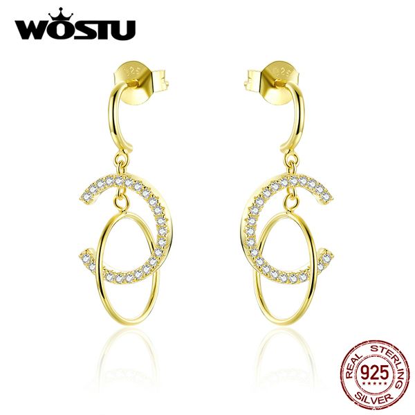 

wostu authentic 925 sterling silver geometry letter c earrings gold color noble earrings for women jewelry cqe799