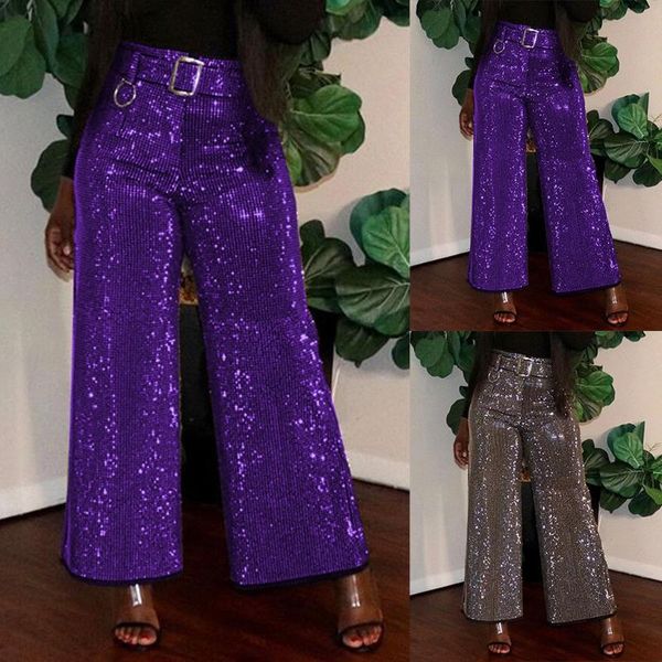 

wide leg pants 2020 autumn selling solid sequin printed pants women's high waist loose thicken women pencil pantsdg4#, Black;white
