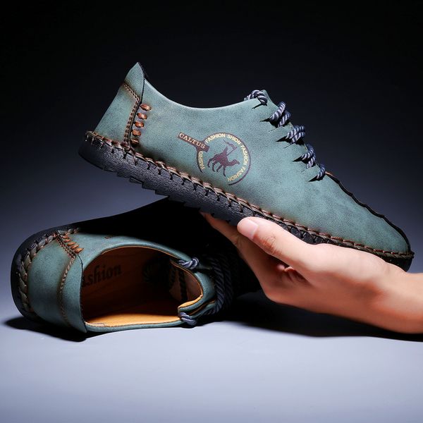 

new men's fashion classical british reto casual shoes men comfortable driving loafers hand stitching microfiber leather shoes, Black