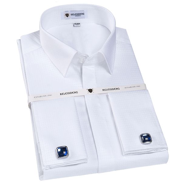 

мужская 100% хлопок без железа французской манжеты рубашки платья покрытого placket длинного рукав регулярной подгонка формальной рубашку (з, White;black