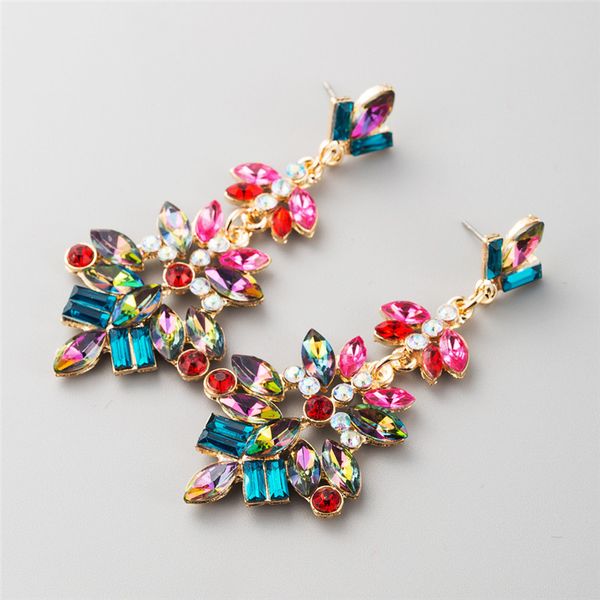 

multi colors crystal earrings for women luxurious palace baroque style vintage stud earrings female eye catching jewelry drop shipping, Silver