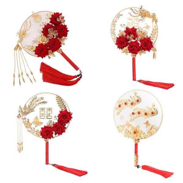 

wedding supplies chinese classical fan fringe double-sided pattern decorative fan chinese wedding supplies home decoration fan other home de