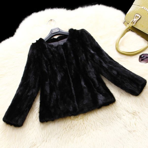 

2020 women short autumn and winter mink fur coat h5, Black