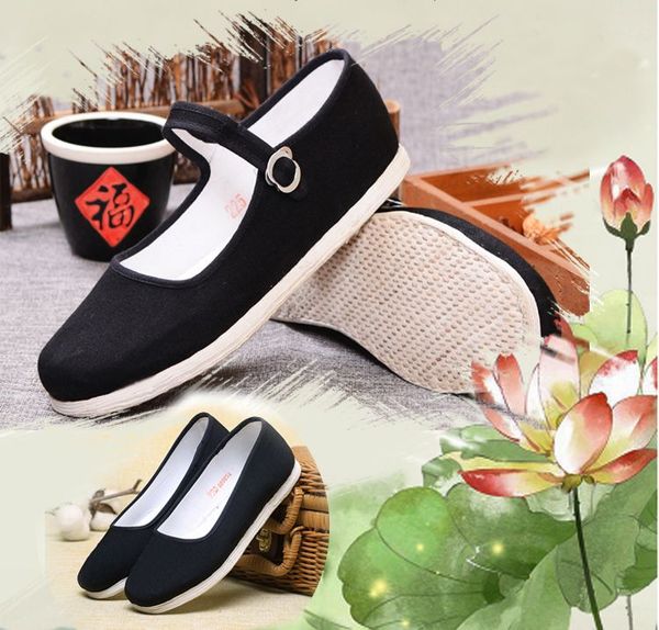 

женщины высокого качества ручной работы старый пекин ткани обувь тай-чи досуга квадратный танцора обувь