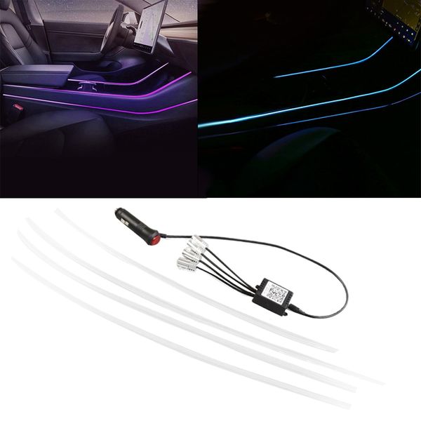 

car 7 color led interior atmosphere light refit central control decorative atmosphere light for model 3