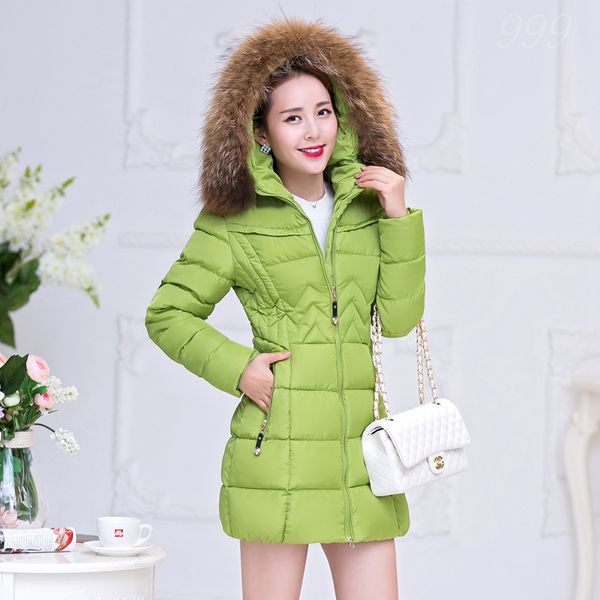 

parka winter jacket women 2017 female winter down jacket women's coat long cotton padded thicken fur hooded clothing, Black