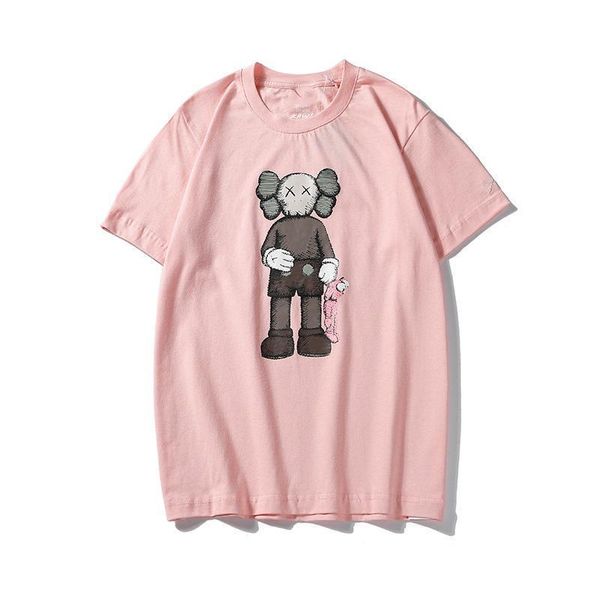

2020 designer mens and womens t-shirt high-quality cotton round neck kaws joint couple printed short-sleeved pink casual t-shirt s-xxl, White
