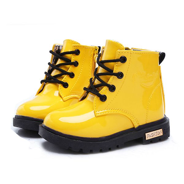 

kids shoes girls boys pu leather lace up high children sneakers girl baby shoes sport autumn winter children shoes, Black