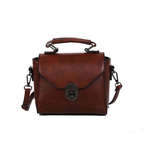 

small bag women new harajuku joker oil leather mortise lock handbag ins super fire korean shoulder bag