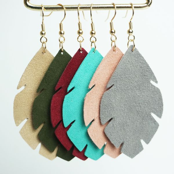 

перо натуральная козья кожа серьги для женщин простой элегантный кулон лист синий падение серьги кожа ювелирные изделия аксессуары поставки, Silver