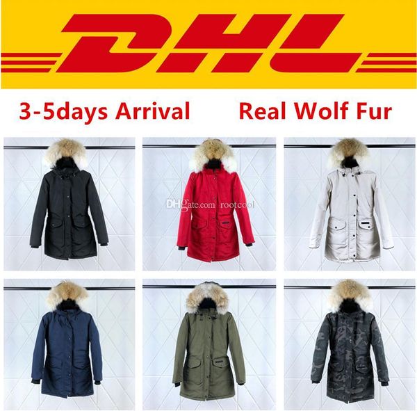 

высокое качество канада trillium parka fusion fit женская верхняя одежда из натурального волчьего меха зимние пальто дизайнер пуховик xs-2xl, Black