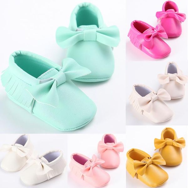 

new fashion solid baby booties toddler kid baby accessories girls cute shoes toddler first walk winter bow knot fringe shoes #c1