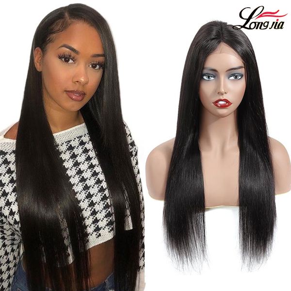 

brazilian 4x4 lace frontal wig 8-20inch straight human hair wigs natural color brazilian straight hair wig, Black;brown