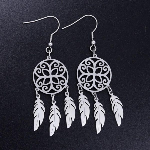 

100% stainless steel special dreamcatcher unique drop earring for women fashion jewelry earrings never tarnish birthday gift, Silver