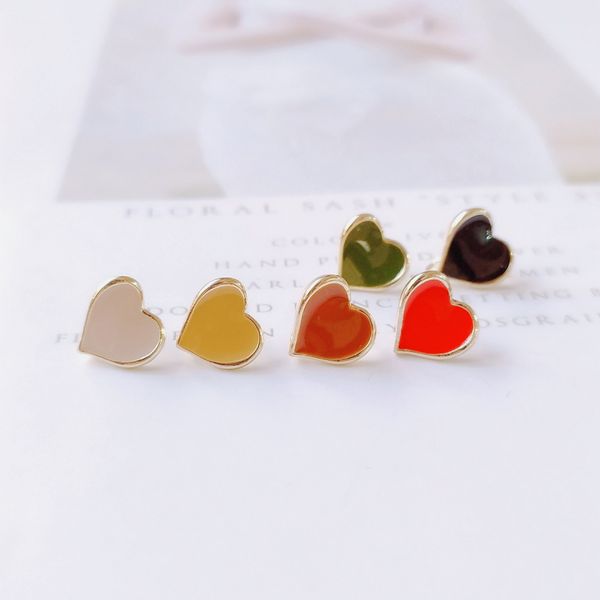

enamel heart alloy ring stud earring finding components eardrop simple style diy jewelry accessories handmade materials 6pcs, Blue;slivery