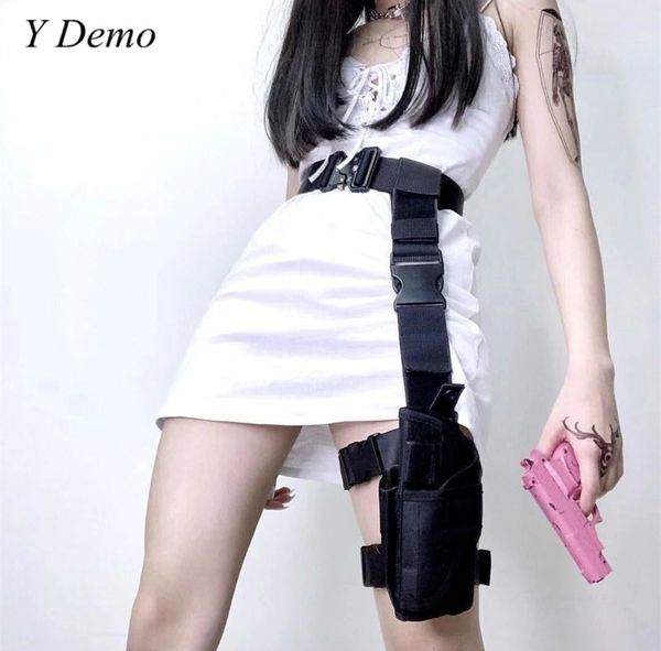 

harajuku cool women leg bag and belt adjustable waist accessory y200520, Black;brown