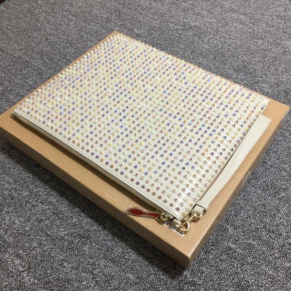 

2020 sale luxury men women clutch bag rivets purse studded zipper clutch candy color punk purse fashion big bags