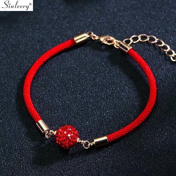 

sinleery rde rope chain adjustable bracelet yellow gold color black red zircon friendship bracelets for women jewelry sl205 ssd