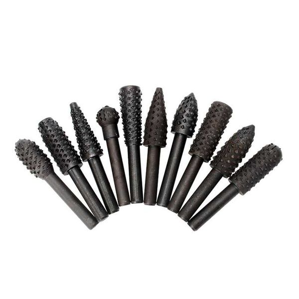 

10 pcs electric grinder grinding head high speed steel woodworking rotary file milling cutter carving knife