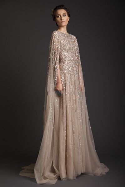 Nova Chegada 2020 Krikor Jabotian Impressionante Incrível Scoop Beadings A-line Sweep Train Net Vestido de Noite vestido de novia 2018