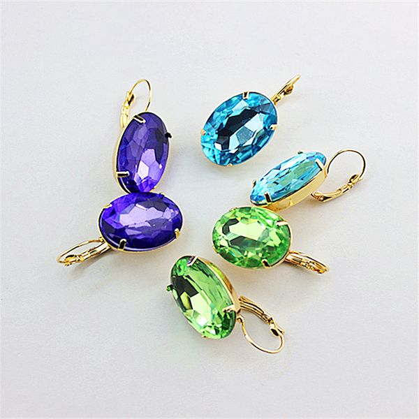 

ms purple teal popular wholesale jewelry factory girl girls form beautiful birthday party oval earrings, Silver