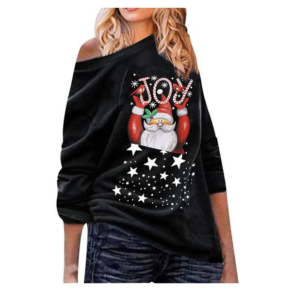 

2019 мода тенденция женщины рождество санта снег лось шаблон повседневная футболки дамы пуловер с длинным рукавом свободные осень новый трой, White