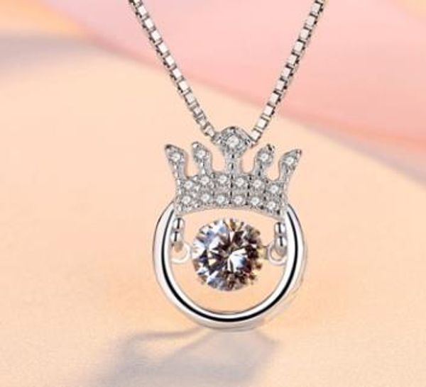 

2018 new s925 sterling silver necklace fashion smart crown pendant
