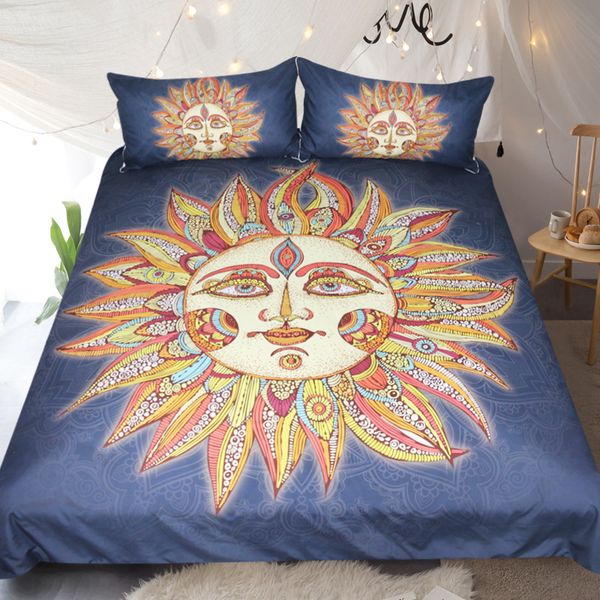 

bohemian style comforter bedding sets bedclothes home decoration sun god printed pillow cases duvet cover queen size textile