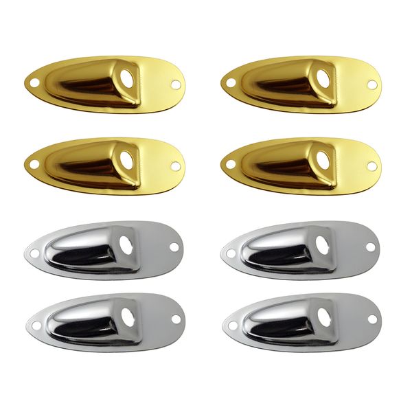

8 pcs boat-shaped electric guitar socket cover jack outer pad | golden + silver