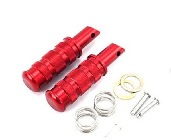 

long footrest footpeg pedals fit a pair cnc univrsal motor foot pegs pedal pads red