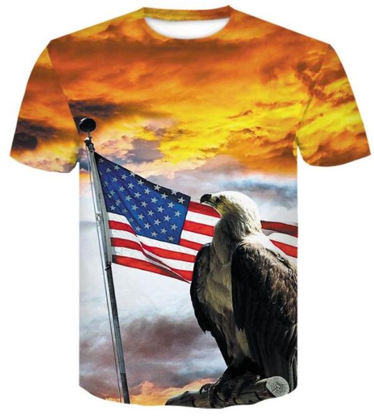 

fan shop training new 3d color star letter american flag printed men's fashion short sleeve t-shirt casual loose 2019 clothing apparel, Black