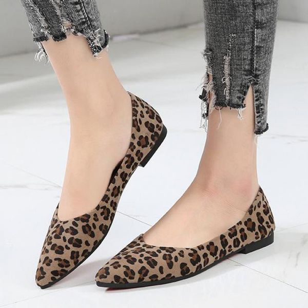 

women shoes casual loafers slip on flats leopard print footwear pointed toe woman shallow single lady moccasins zapatos mujer, Black
