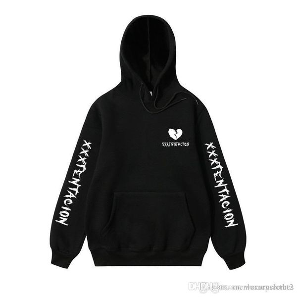 

мужские высококачественные флисовые кофты одежда xxxtentacion дизайнерские толстовки осень зима пуловеры с капюшоном, Black