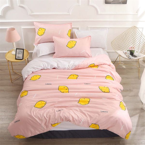 Suger Color Bedding Set Single Double King Size Pink Blue Yellow